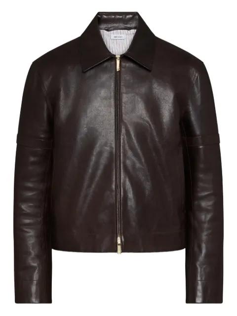 leather jacket by THOM BROWNE