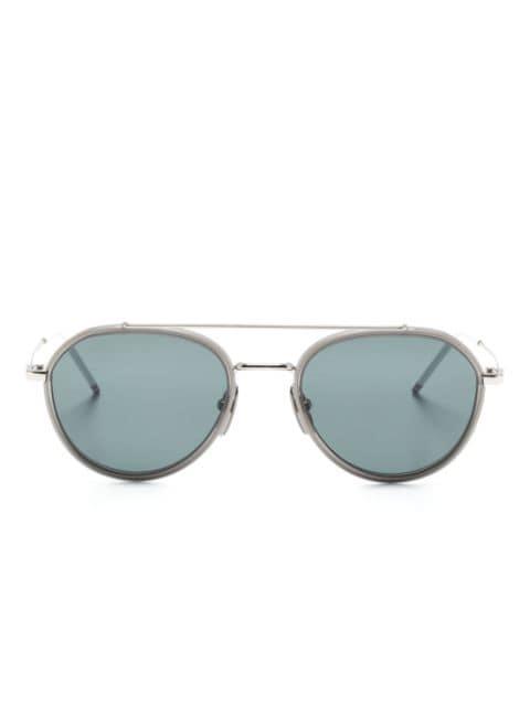 logo-engraved pilot-frame sunglasses by THOM BROWNE