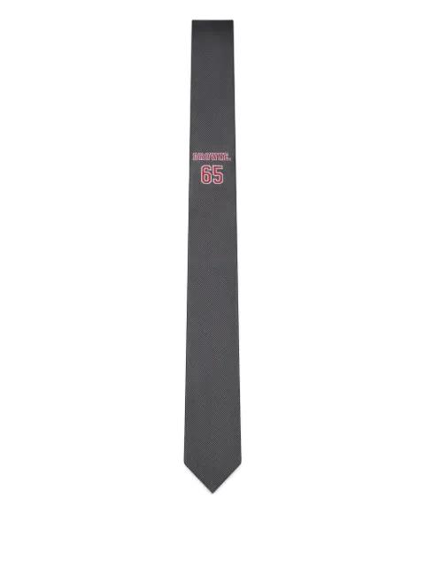 logo-jacquard silk tie by THOM BROWNE