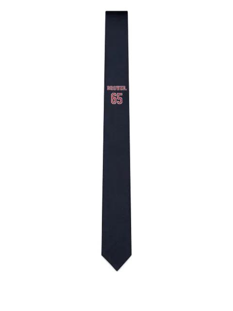 logo-jacquard silk tie by THOM BROWNE