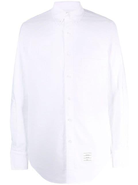 logo-patch cotton shirt by THOM BROWNE