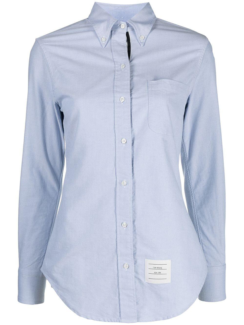 logo-patch long-sleeve shirt by THOM BROWNE