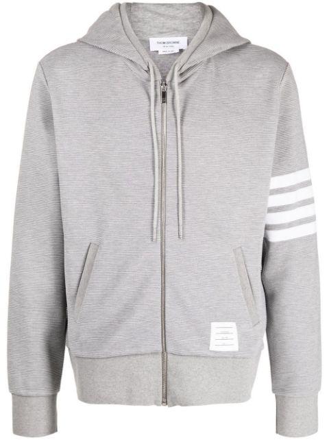 logo-patch zip-up hoodie by THOM BROWNE