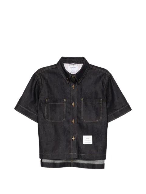 logo-patched short-sleeved shirt by THOM BROWNE