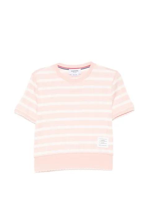 logo-patched striped T-shirt by THOM BROWNE