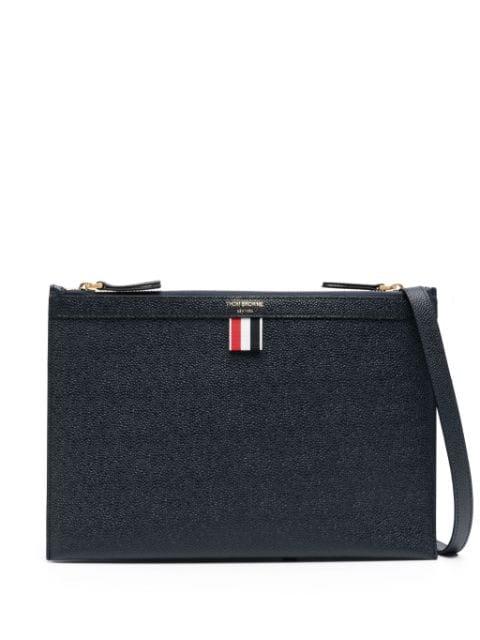 logo-print leather cross body bag by THOM BROWNE