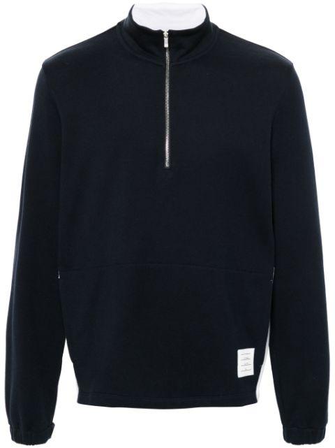 loopback 4-Bar half-zip pullover by THOM BROWNE