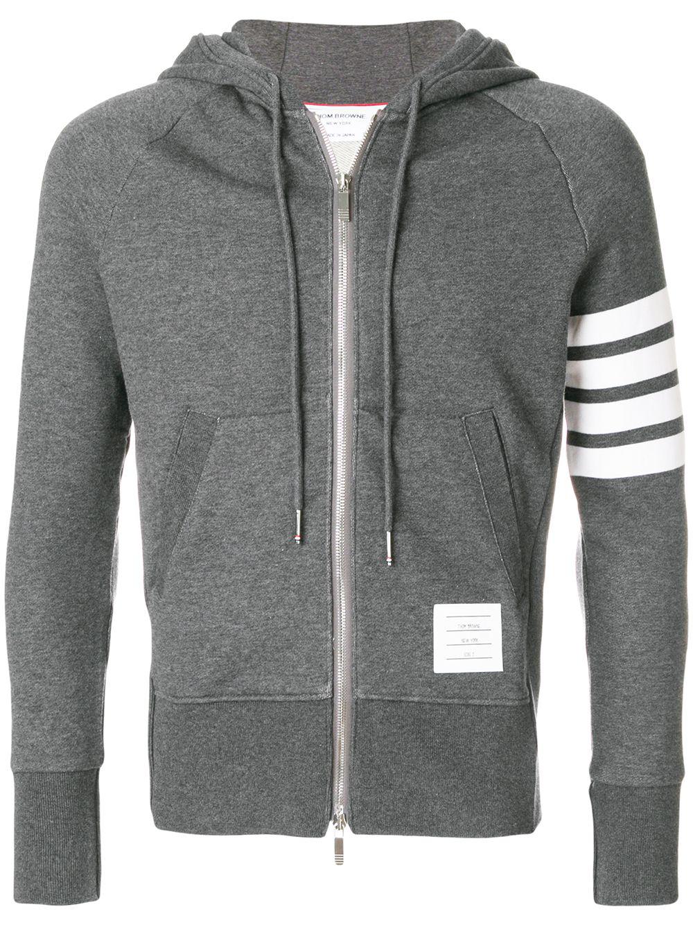 loopback 4-Bar zip-up hoodie by THOM BROWNE