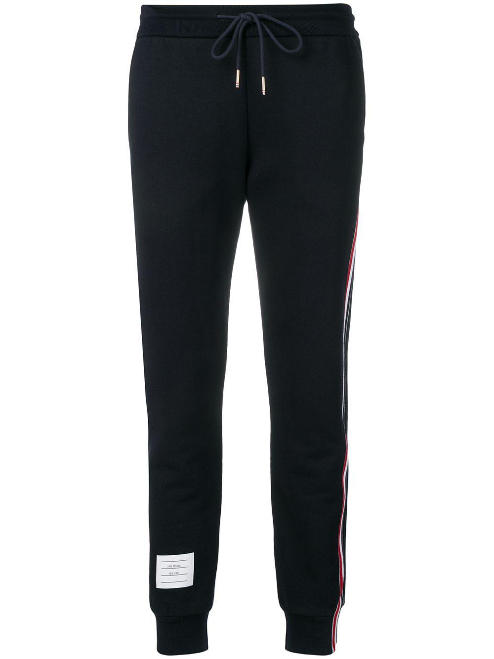 loopback stripe track pants by THOM BROWNE