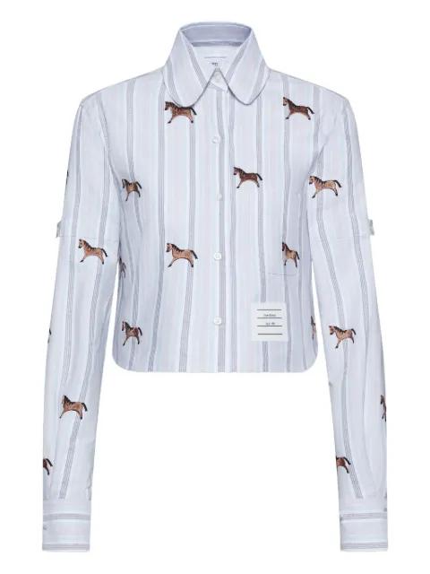 lunar new year horse 4-bar cropped oxford shirt by THOM BROWNE