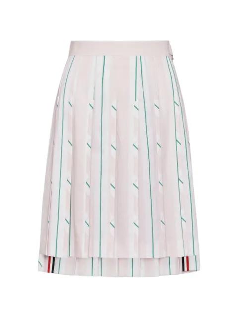madras cotton striped pleated skirt by THOM BROWNE