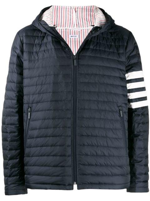 matte nylon 4-Bar down filled quilted jacket by THOM BROWNE