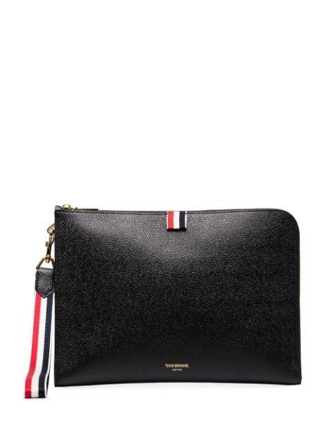 medium RWB-strap gusset clutch by THOM BROWNE