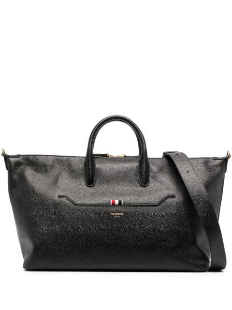medium RWB stripe leather holdall by THOM BROWNE