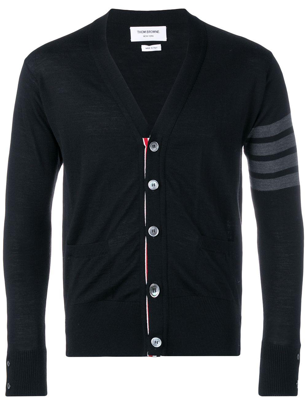 merino wool 4-Bar classic V-neck cardigan by THOM BROWNE