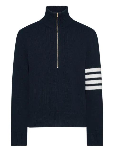 merino wool 4-bar funnel neck pullover by THOM BROWNE