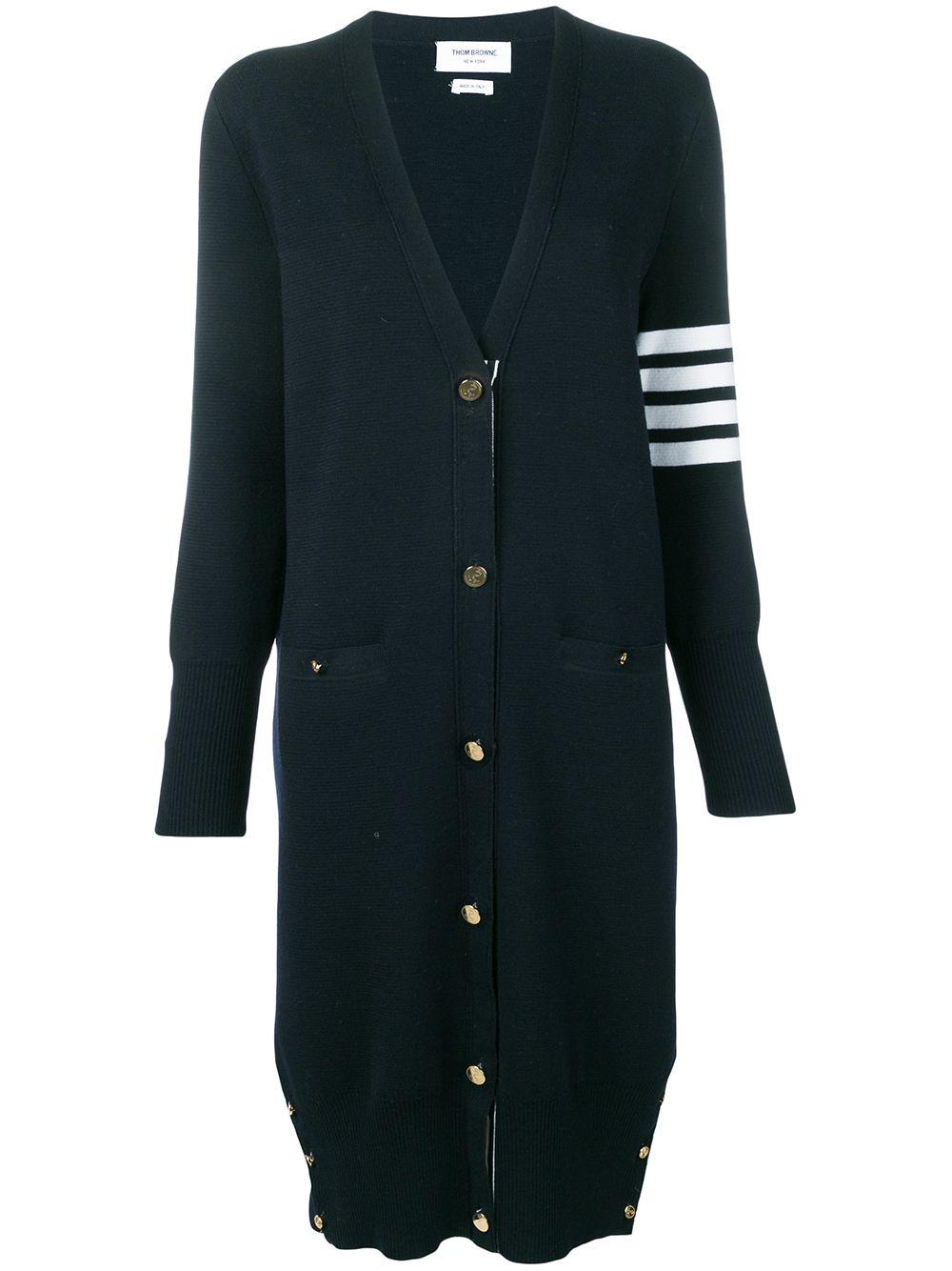 merino wool Milano V-neck long cardigan by THOM BROWNE
