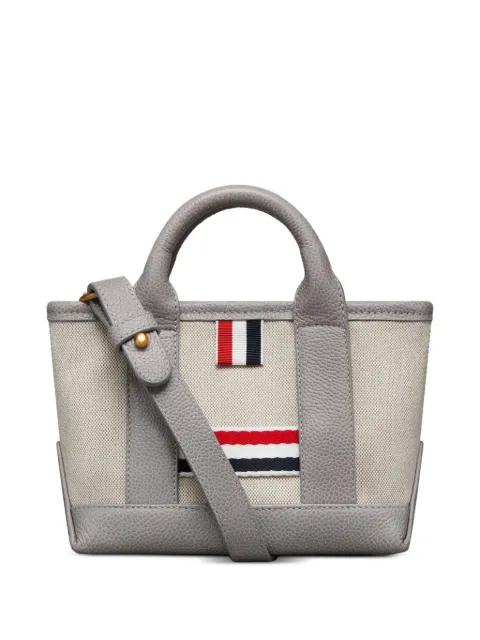 micro tool tote in salt and pepper cotton canvas by THOM BROWNE