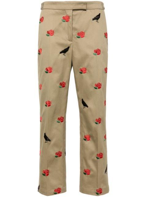 mid-rise tailored twill trousers by THOM BROWNE