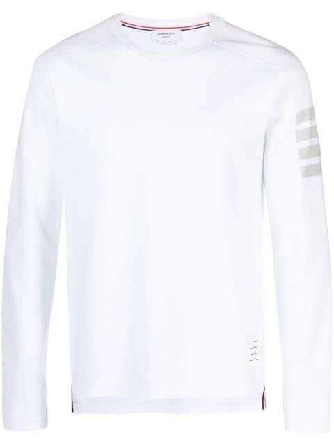 milano cotton 4-bar long sleeve tee by THOM BROWNE