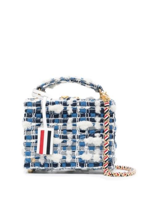 mini denim pouf tweed bag by THOM BROWNE