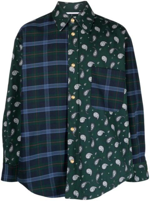 oversize mix-printed shirt jacket by THOM BROWNE