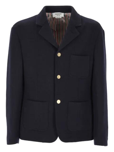 patch-pocket long-sleeve jacket by THOM BROWNE