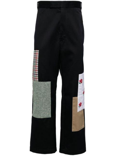 patchwork chino trousers by THOM BROWNE