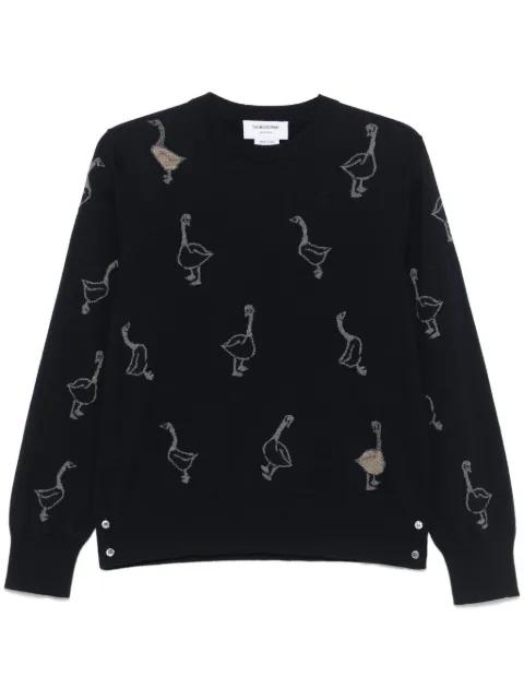 pattern-intarsia virgin wool sweater by THOM BROWNE