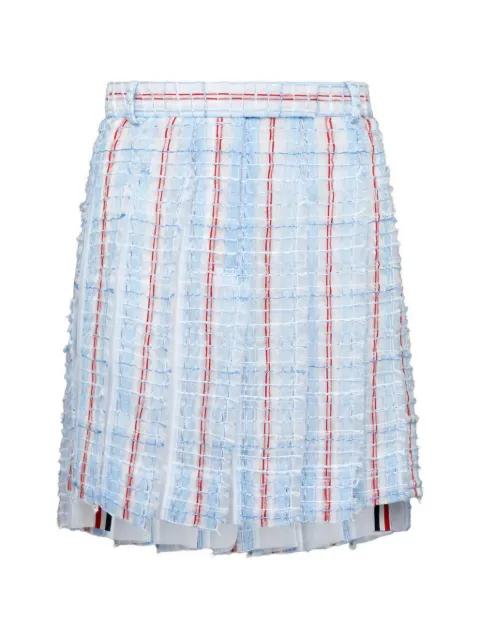 patterned tweed pleated mini skirt by THOM BROWNE