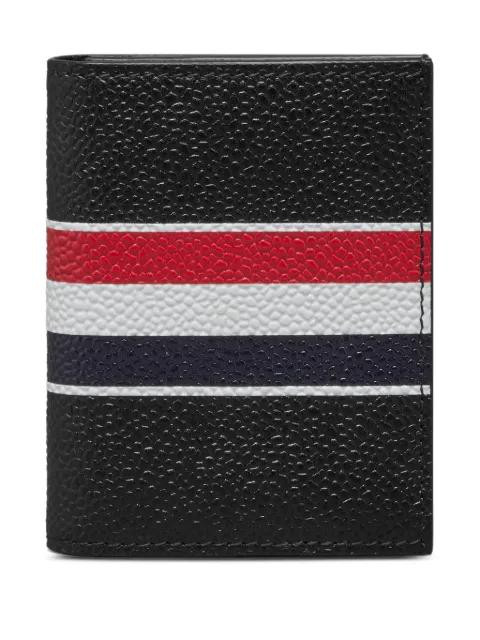 pebble grain RWB stripe double cardholder by THOM BROWNE