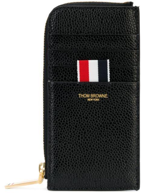 pebble-grain half zip-around wallet by THOM BROWNE