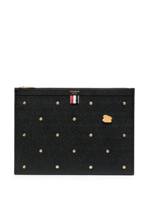 pebble grain leather document holder by THOM BROWNE