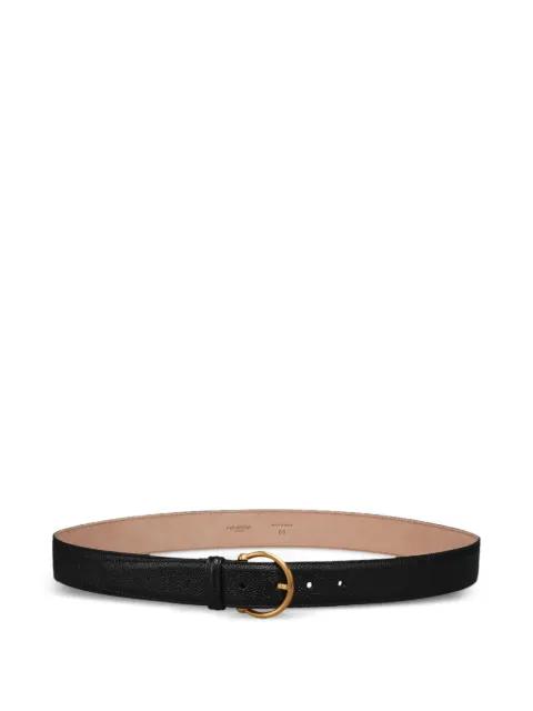 pebble grain round buckle belt by THOM BROWNE