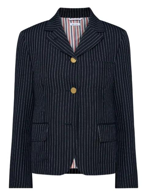 pinstriped fitted jacket by THOM BROWNE