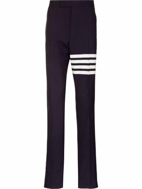 plain weave 4-Bar backstrap trousers by THOM BROWNE
