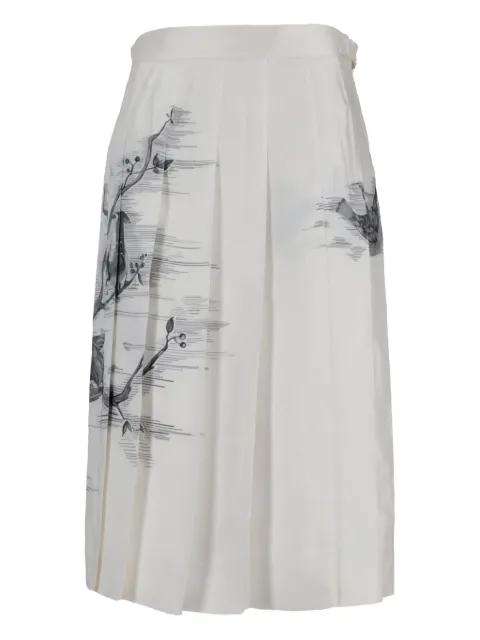 pleated bird-print midi skirt by THOM BROWNE