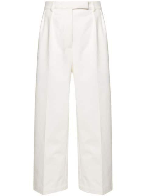 pleated cropped cotton trousers by THOM BROWNE
