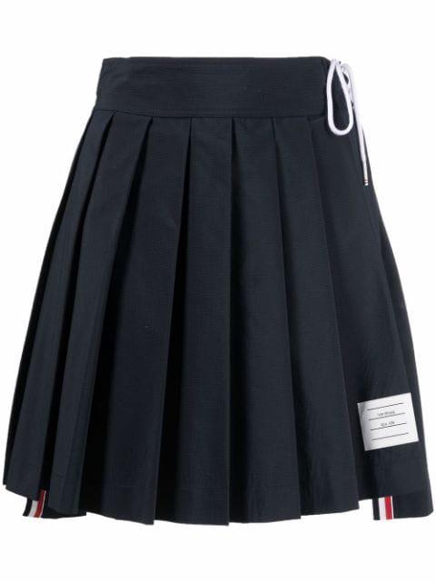pleated drop-hem mini skirt by THOM BROWNE