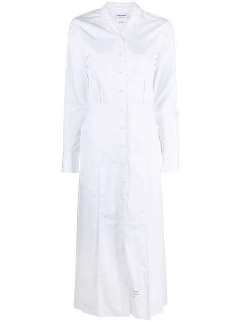 pleated poplin shirtdress by THOM BROWNE