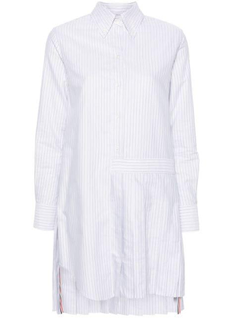 pleated striped shirt dress by THOM BROWNE
