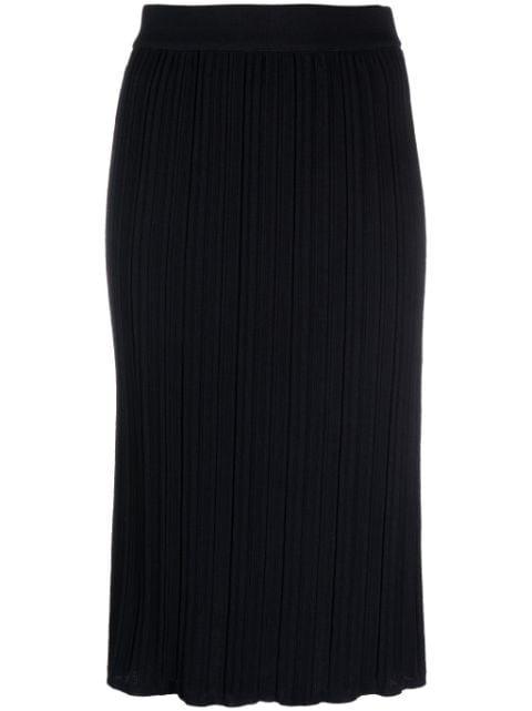 plissé virgin-wool midi skirt by THOM BROWNE
