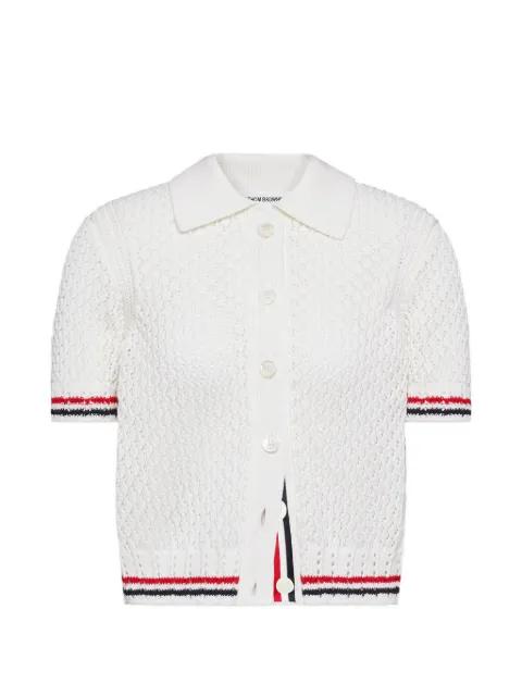 pointed short-sleeve cardigan by THOM BROWNE