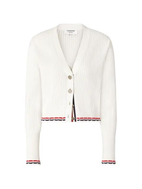 pointelle rib-stitch cardigan by THOM BROWNE