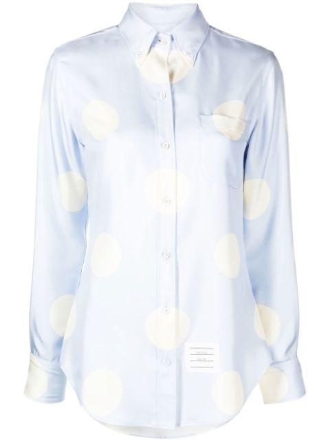 polka-dot silk long-sleeve shirt by THOM BROWNE