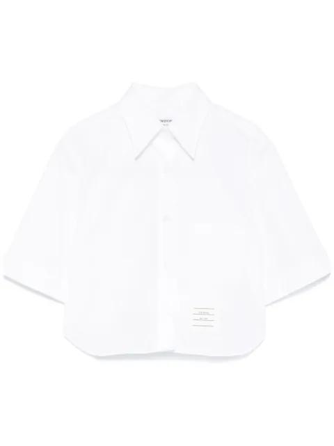 poplin cropped short sleeve shirt by THOM BROWNE