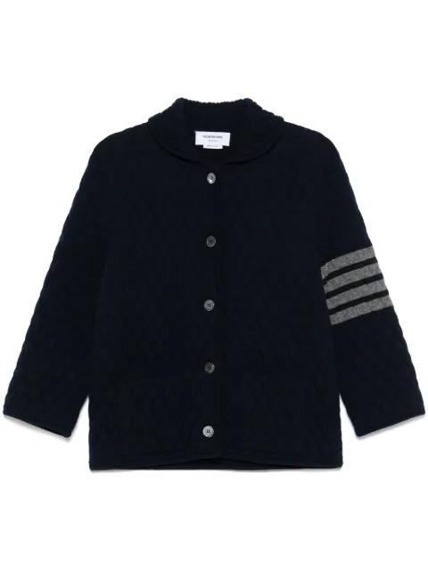 quilted knited jacquard merino wool 4-Bar work jacket by THOM BROWNE