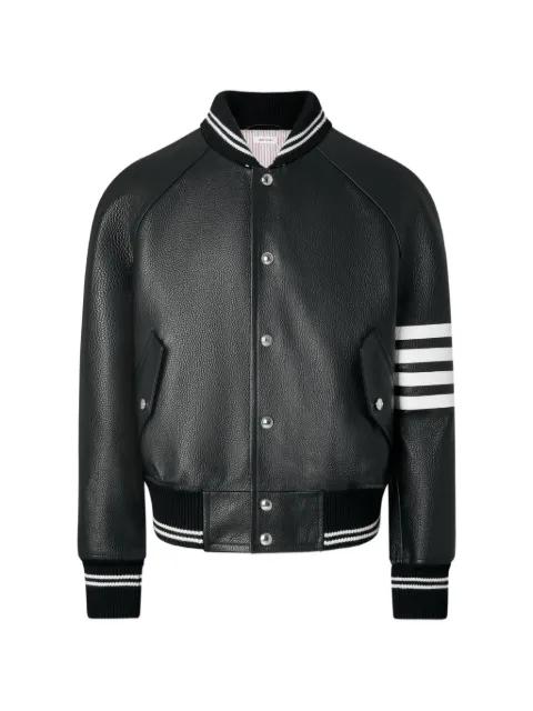 raglan-sleeve leather jacket by THOM BROWNE