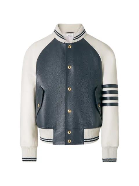 raglan-sleeve leather jacket by THOM BROWNE