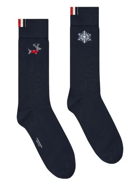 reindeer-motif logo-embroidered socks by THOM BROWNE